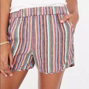 Madewell Rainbow Striped Linen Pull On Shorts 24